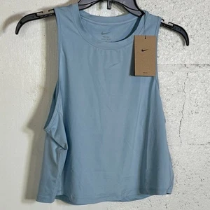 Nike Women's Ribbed Cropped Tank Light Armory Blue/Black Medium  - Picture 1 of 8