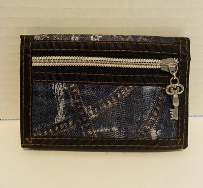 Denim Look 4 卡夹钱包 2 拉链 1 紧固件关闭状况完好 — 第 1/4 张图片