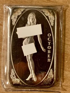 Vintage Rare Crown Mint Beauties October 999 Fine 1oz Silver Bar Limited Mintage - Bild 1 von 2