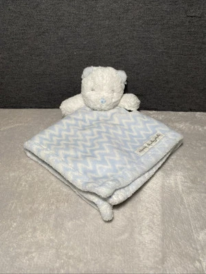Blankets & Beyond Blue White Bear Plush Lovey Zig Zag Stripes Security Blanket - Image 1 of 4