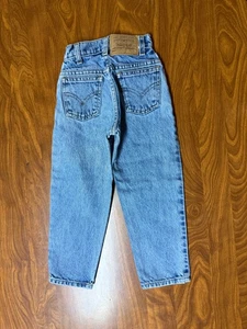 BOYS USED VINTAGE LEVI'S STRAUSS ORANGE TAB 550 DENIM BLUE JEANS SLIM FIT SIZE 5 - Picture 1 of 6