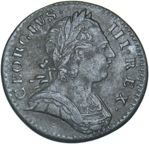 1773 Farthing - George III British Copper Coin - Nice - Picture 1 of 2