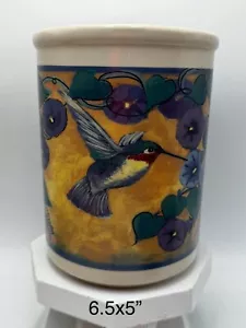 Hummingbird With Morning Glories Ceramic Kitchen Utensils Holder 6.5x5” - Picture 1 of 7