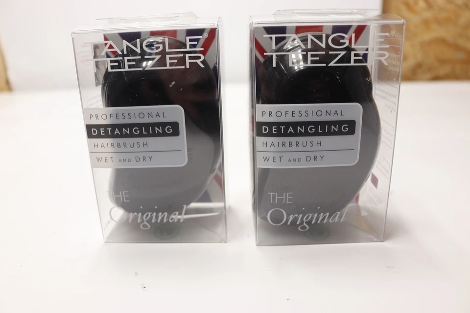 Lote de 2 unidades Tangle Teezer The Original Cepillo de pelo seco húmedo desenredante negro Foto 1 de 4