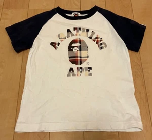 A Bathing Ape Bape kids short sleeve t-shirt 120 approx 6T raglan navy and white - Picture 1 of 24