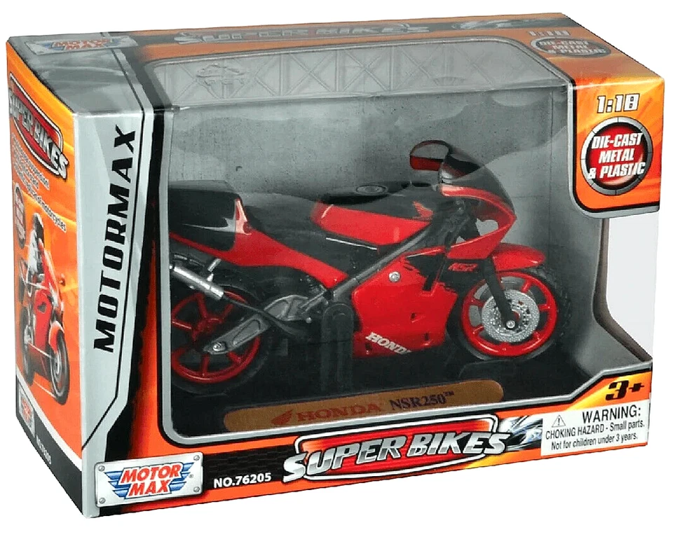 Honda NSR250 Red/Black Motorcycle Model, Motormax Scale 1:18 - Image 1 of 4