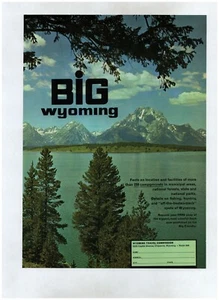 1964 BIG Wyoming Tourism Original Print Ad ~ Free Shipping ~ Grand Teton camping - Picture 1 of 1