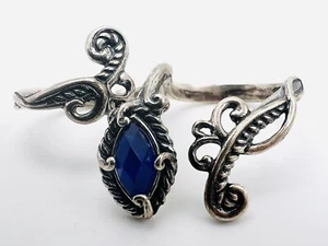 CAROLYN POLLACK Sterling South Western Blue Lapis Vine Doublet Ring Sz 7.5 & 9 - Picture 1 of 11