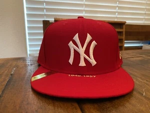 New York Yankees Timeline red New Era Fitted Hat 7 3/4 Green UV Suede sweatband - Picture 1 of 12