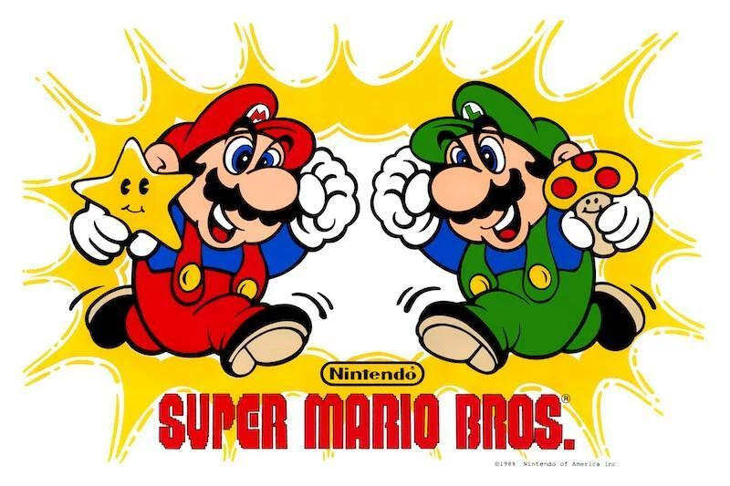 Super Mario Brothers 1989 POSTER Nintendo Luigi Rare Video Arcade Game Mari Bros - Image 1 of 1