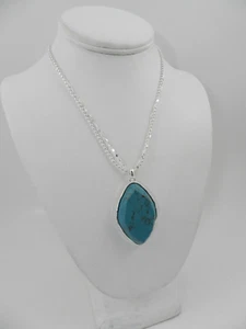 Style & Co Oval Stone Double Chain Pendant Necklace, 38" + 3" extender - Picture 1 of 3