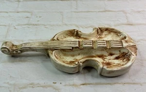 Vintage Royal Haeger Keramik Violine Cello weiß creme gold Aschenbecher Mid Century - Bild 1 von 10