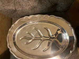 GROßE W.S Blackington Feinversilberte Fleischplatte mit Fuß 16,5" Chippendale - Bild 1 von 10