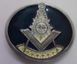 Vintage Rare Past Master Freemason Belt Buckle Sun Green/Teal Colored #2661 - Picture 1 of 2