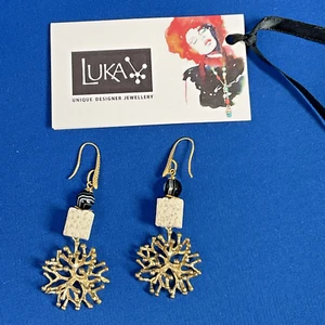 LUKA Designer Earings Lava, Agate Seascape - Picture 1 of 4