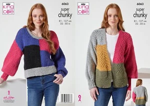 King Cole Ladies Super Chunky Knitting Pattern - Cardigan and Sweater 6063 - Picture 1 of 6