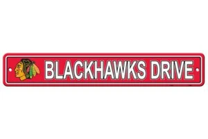 Chicago Blackhawks 4"x24" Plastic Street Sign [NEW] NHL Wall Banner Avenue - Picture 1 of 1