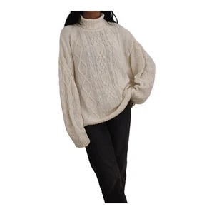 Jersey vintage cuello alto mujer crema 100% algodón oversize M/L/XL - Imagen 1 de 5