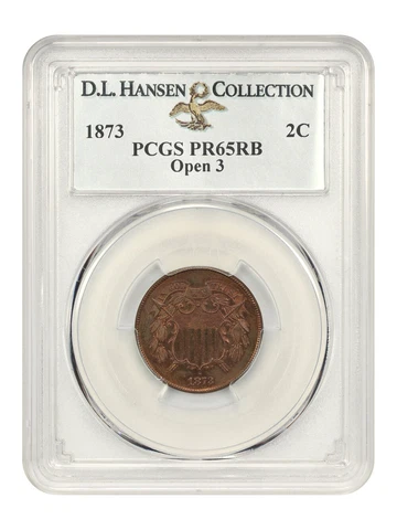 1873 2c PCGS Proof 65 RB (Open 3) ex: D.L. Hansen Cover