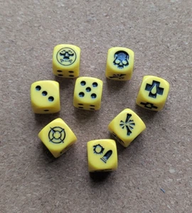 Necromunda Dice Yellow Set with 3x D6, 3x Injury, 1x Scatter, 1x Ammo - Picture 1 of 1