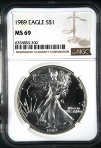1989 American Silver Eagle $1 NGC MS69  - Picture 1 of 2