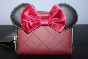 Loungefly Cardholder Minnie Mouse Rot Burgund Samt Schleife Neu Mit Etikett Geldbörse - Bild 1 von 2