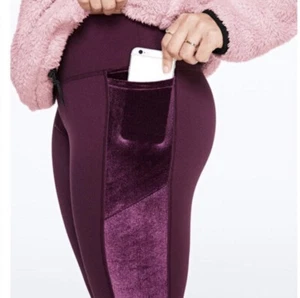 VS PINK Ultimate Cozy Velvet Stripe Leggings Size L - Picture 1 of 4