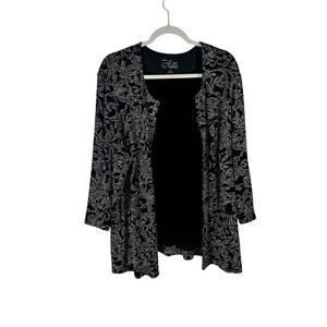 Alex Evenings Black Sequin Open Front Jacket Party Wedding Elegant Womens 3x - Picture 1 of 5