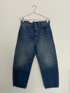 Levi’s High Rise Blue Barrel Cropped Jeans 501 Inspired Vintage Relaxed Fit 28W - Picture 1 of 7