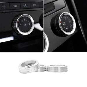 3D Silver Aluminum Alloy AC Climate Control Ring Knob Covers For VW MK7 Golf GTI - Picture 1 of 12