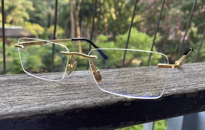 Gafas de titanio puro nuevas para hombre gafas sin montura gafas doradas gafas de negocios Foto 1 de 4