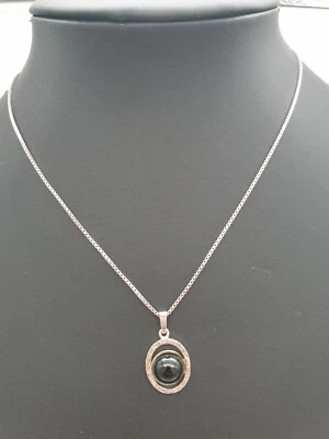 Collana In Argento 835 Con Pendente In Onice / Argento 925 / 42,0cm / 5,4g - Immagine 1 di 3