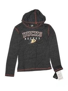 New Girls Youth Gray Anaheim Ducks Hockey Hoody Pullover Size L/14 - Picture 1 of 2