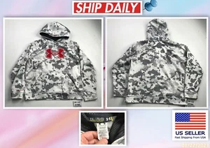 Genuine Under Armour Boy Loose Fit Sweatshirt Camo Hoodie Halo Gray XL Youth YXL - Picture 1 of 15