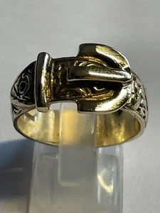 Large 9 Carat Yellow Gold BUCKLE BAND Ring - Picture 1 of 6