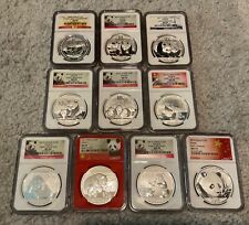 2009-2018 China Panda Silver Coins Lot of 10 NGC MS70 and MS69 