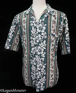 Camisa Hawaiana Royal Creations XL Verde Hibisco Honu Tortuga Aloha - Imagen 1 de 5