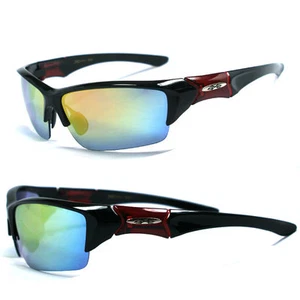 Xloop Sports Sunglasses w/Free Pouch - Black Frame Fire Lens X45 - Picture 1 of 1