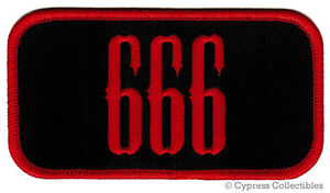 666 PATCH - DEVIL SATANIC EVIL NOMETAG rouge NUMÉRO BÊTE brodé fer à repasser 