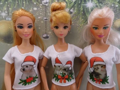 PETRAS SELBST ENTWORFENE & GENÄHTE KLEIDUNG 💙 Shirt Weihnachts Motiv 💙 Kleidung für Mode Puppen: NORMAL, CURVY, VINTAGE