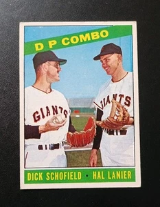 1966 Topps Baseball 156 Giants DP Combo - Dick Schofiels & Hal Lanier Free Shipp - Picture 1 of 2