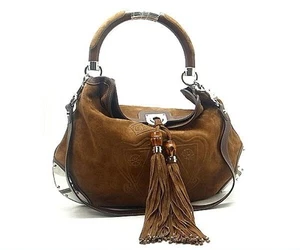 Gucci Indy Grande Gamuza Cuero 2 Vías Bolso de Hombro Marrón Usado 177088 - Imagen 1 de 4