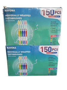 Navona 300 Stück Premium einzeln verpackt Großpackung Zahnbürstenpackung, mittelweich - Bild 1 von 4