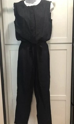Pantalón Mono Ann Taylor LOFT Negro Sin Mangas Utilitario Para Mujer Talla Pequeña Pequeño Foto 1 de 4