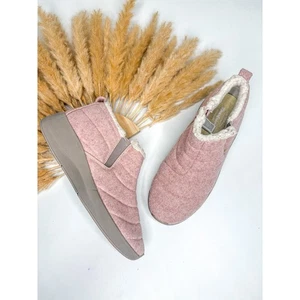 Dearfoams Naomi Double Gore Quilted Winter Ankle Boots Size 7.5 Pink Bootie  - Picture 1 of 9