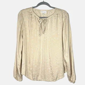 Cloth and Stone Damen Hemd mit Bindeband vorne Leopard Jacquard Größe Large Boho - Bild 1 von 13