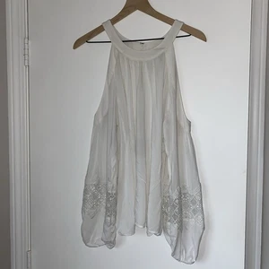 Express Women's Cold Shoulder Round Neck Peasant Lace Stretch Bell Sleeve Size M - Picture 1 of 7