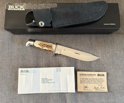 Cuchillo Buck Custom Shop Sambar Stag 124 Frontiersman Bowie Limited Foto 1 de 2
