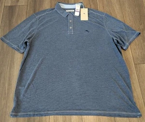 Tommy Bahama Polo Shirt Paradiso Cove Caspian Sea Blue Short Sleeve Size 2XLT - Picture 1 of 11