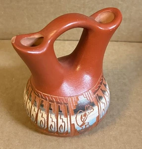 Navajo Tannia Smith Südwesten Indianer braun Kokopelli Hochzeit Vase - Bild 1 von 8